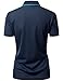 Women's Coolmax 2 Tone Collar Zipup Short sleeve Polo T Shirt NAVY S