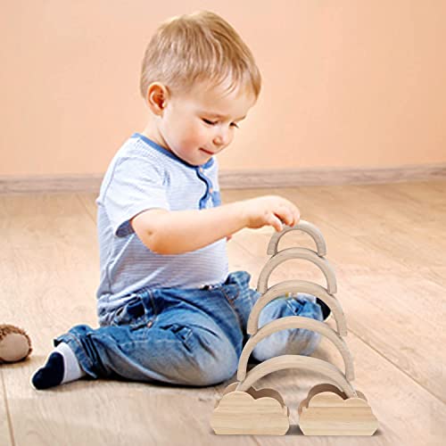 Natural Wooden Rainbow Stacker Toy Rainbow Wooden Stacker
