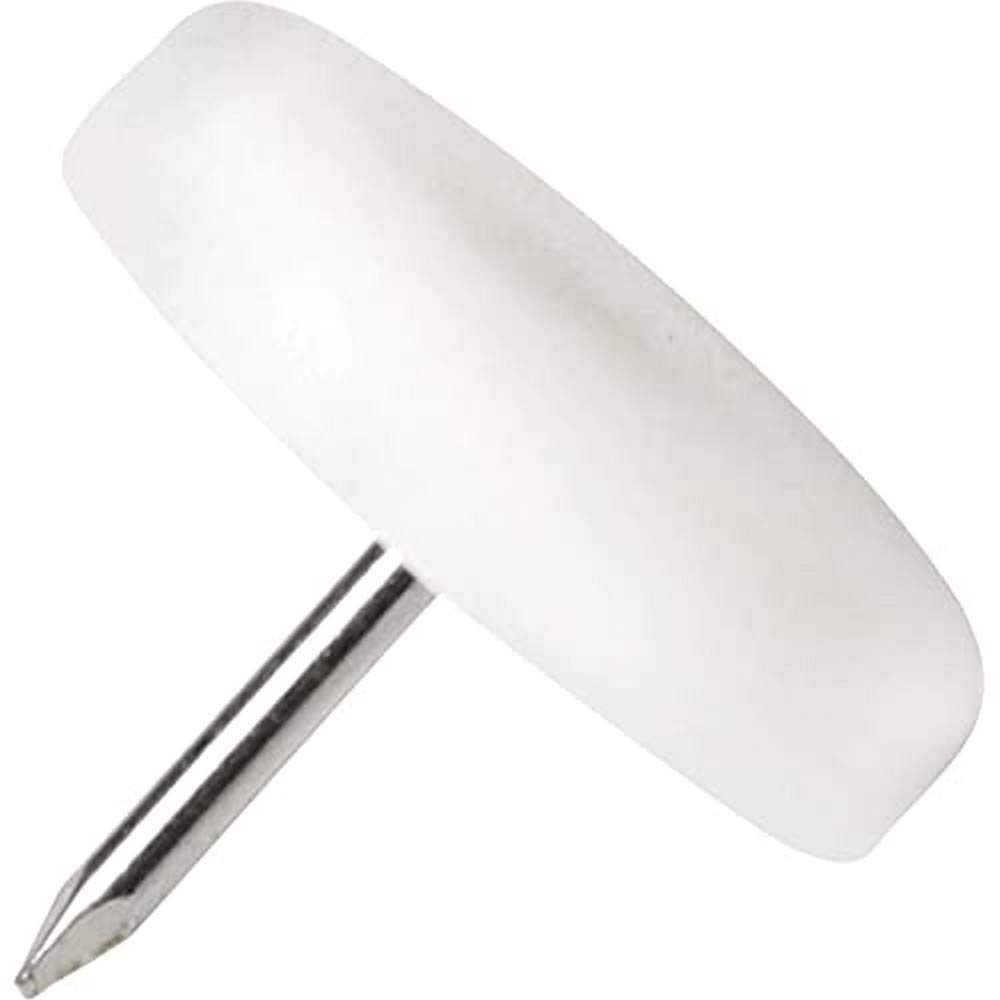 Adsamm® / 32 x Glides in plastic with nail | Ø 0,98'' (Ø 25 mm) | white | round | Premium quality furniture sliders with nail by Adsamm®