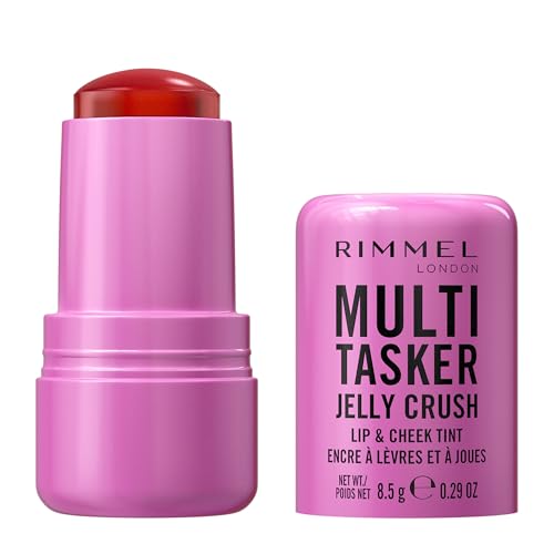 Rimmel Multi Tasker Jelly Crush Lip & Cheek Tint, 100 Pink Dash, Hydrating Blush and Lip Stain, Easy Removal, Infused with Moisturising Niacinamide, 8.5g