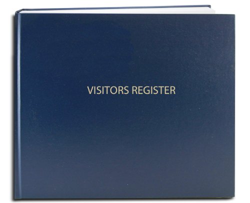 BookFactory® Visitor Log Book/Visitor Register/Visitor Sign-in Book - 120 Pages, 8 7/8" x 7" - Blue Cover, Smyth Sewn Hardbound (LOG-120-Visitor-A-LBT34)
