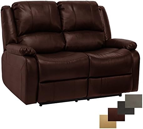 Charles Ashton Home Collection | 58" Double Recliner Sofa | Space Saving Design for Apartment Living| Classic Style Loveseat | Modular Furniture | Perfect for Tiny Homes or Dorm Rooms | Mahogany