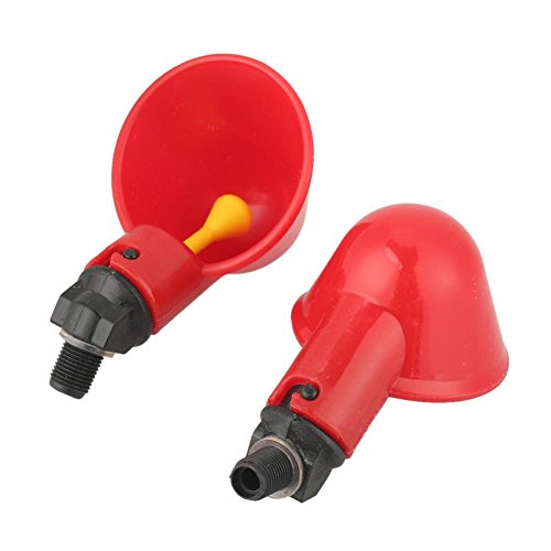 Sheens 10Pcs Automatic Water Drinking Cups Drinker Feeder for Livestock Chicken Hen Dispenser Red Plastic Backyards Flock Duck Bird Water Feeder for Pigeons Quail