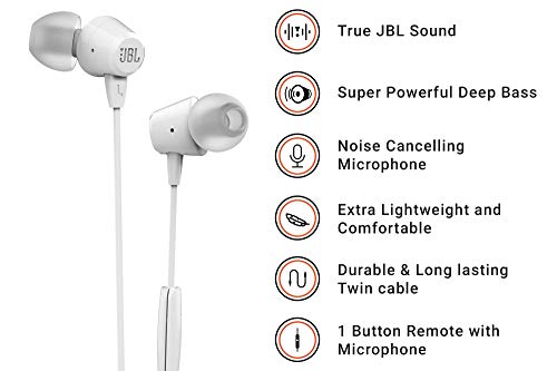 (Renewed) JBL C50HI in-Ear Headphones with Mic (White ...