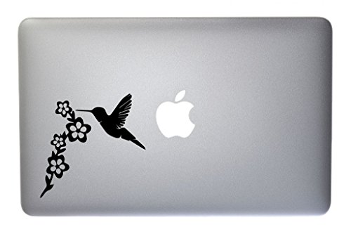 Cute Hummingbird Gathering Nectar Vinyl Decal for Macbook, Laptop or other device 5 Inch (black)