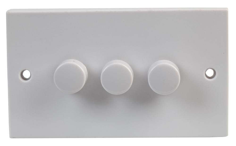 PRO ELEC PELB1834 – 3‑Gang 2‑Way Dimmer Switch, 250 W, White