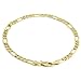 Mens Gold Tone Thin 5mm Sparkling Figaro Link Wrist Bracelet 8 Inches