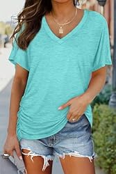 Womens T Shirts Loose Fit Tunic Dressy Short Sleeve