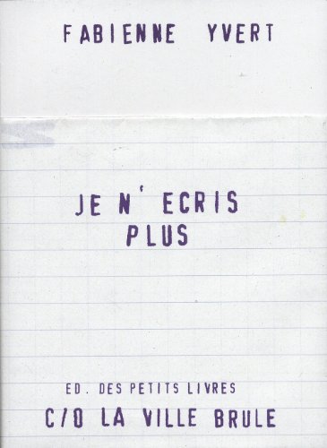 Je n'écris plus