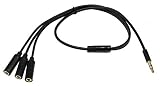 3.5mm Stereo Audio AUX Cable-zdyCGTime 1/8" 3.5mm Stereo Plug Male to 3 1/8" 3.5mm Stereo Jack Female 1 Input 3 Output Stereo Audio AUX Cable(1.5ft Black)