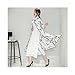 Women Ladies Bamboo Print 2 Piece Linen Silk Cheongsam Qipao Dress with 3/4 Sleeve