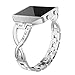 Wearlizer Replacement Metal Bands Compatible with Fitbit Blaze Band for Women with Frame Large Small Accessories X Style Silver