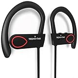 Tronixtar Bluetooth Over The Ear Sports Headphones with Microphone, Noise Cancelling Earbuds and Carrying Case, Black and Red