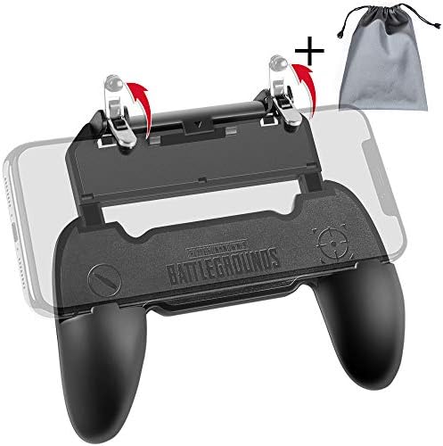 Mobile Game Controller with Bracket for Fortnite PUBG, Mobile Controller Phone Controller Mobile Trigger Joystick L1R1 Gamepad Remote for 4-6.5" iOS & Android (W10 Version)