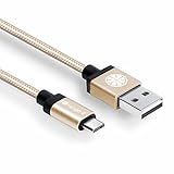 USB Cable, iOrange-E 10ft (3M) Micro USB to USB Cable Braided, Quick Charge and High Speed Data Sync for Android, Samsung, HTC, Motorola, Nokia and More, Gold