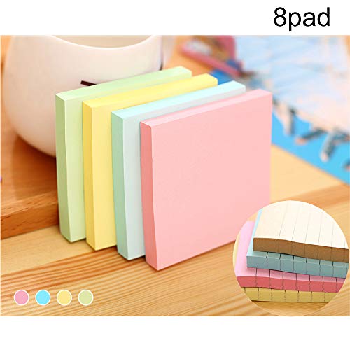 Self-Stick Notes,Sticky Notes, Colorful Bookmark, 3 in x 3 in, 100 Sheets per pad, 8Pads/Pack