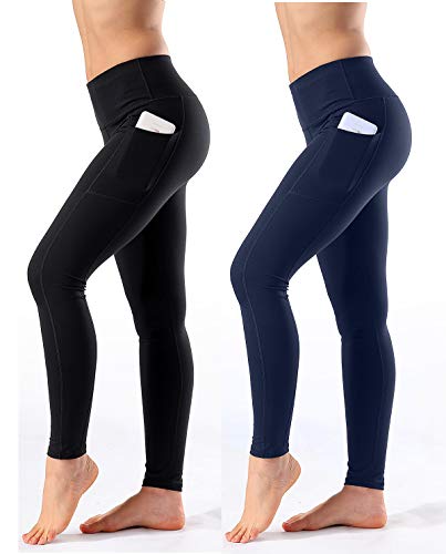 Women's High Waist Yoga Pants Side & Inner Pockets Tummy Control Workout Running 4 Way Stretch Sports Leggings