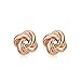 DIFINES Redbarry Korean Style Love-knot Shaped Twist Gold Plated Post Stud Earrings ( 2 Tones )