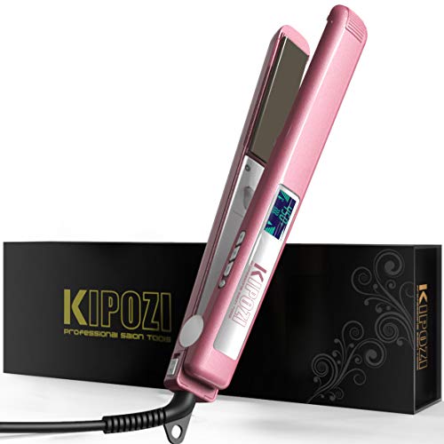 KIPOZI Flat Iron 1 Inch Titanium Plates Professional Hair Straightener with Adjustable Temperature Suitable for All Hair Types Makes Hair Shiny and Silky Heats Up Fast Dual Voltage Rose Pink (The Best Hair Irons Reviews)