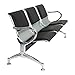 Kintness PU Leather 3-Seat Reception Bench Waiting Room Chair Airport Garden Salon Barber Guest Bench Black