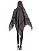 HITOP Womens Dress Ponchos, Boho Loose Tassel Plaid Poncho Turtleneck Jumper Knit Oversized Pullover Sweater Tops for Women Gray