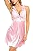 Avidlove Women Lace Babydoll Lingerie Satin Chemise Nightgown V Neck Sleepwear Nighty (Pink, Small)