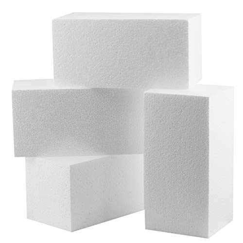 Hard Foam Blocks (4 Pack) 8 x 4 x 4 Inch NonSquishy Craft Foam Cubes