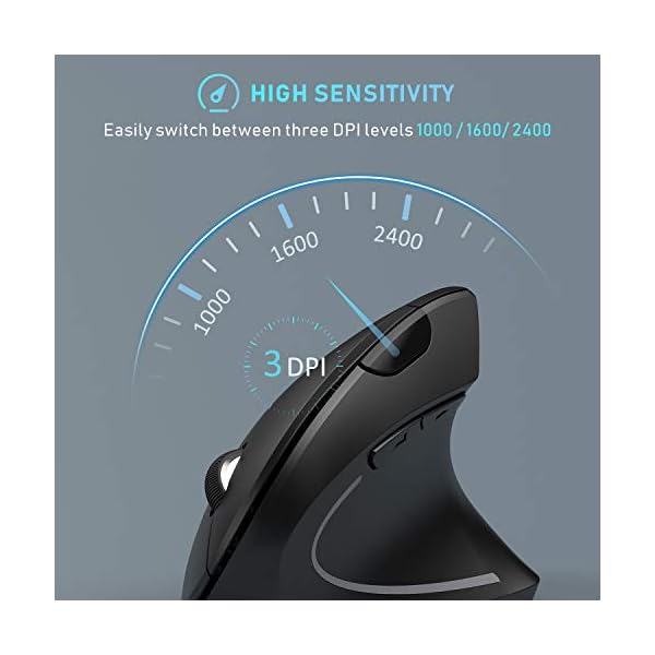 Ergonomic-Bluetooth-Mouse-Jelly-Comb-MV014B-24G-Wireless-Rechargeable-Vertical-Mice-and-Bluetooth-40-Mouse-with-3-Adjustable-DPI-100016002400-Black Ergonomic Bluetooth Mouse, Jelly Comb MV014B 2.4G Wireless Rechargeable Vertical Mice and Bluetooth 4.0 Mouse with 3…