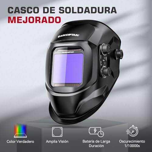 ARCCAPTAIN Welder Helmet, Auto Darkening Welder Bonnet 1/1/1/1 Superior Optical Clarity