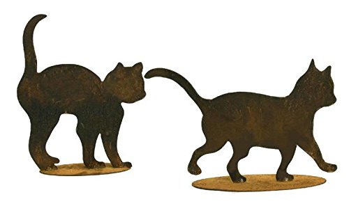 Bell patina décor rust decoration - cat on plate - set of 2 - height 20 cm / 25 cm - rust decoration / decorative cat/cat decoration - includes thank you heart