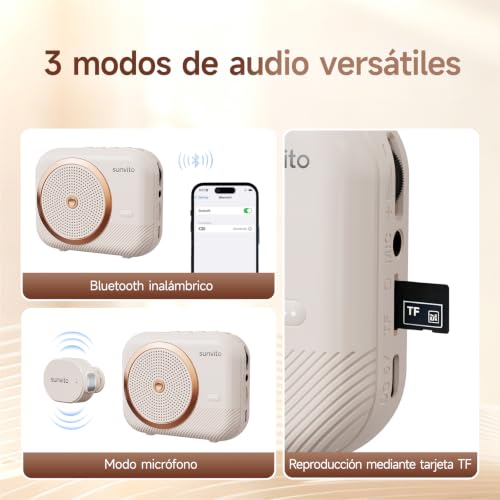 Portable Bluetooth Speaker Voice Amplifier with 1 Wireless Microphone for Headphones, Mini Rechargeable Voice Amplifier for Teachers (Single Microphone)