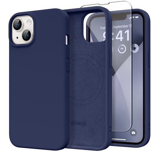 GONEZ 5 in 1 für iPhone 14 Hülle, mit 2X[Bildschirmschutz + Kameralinsenschutz], Hautfreundliche Berührung, [Weiche Anti-Kratzer Mikrofaser Futter], S