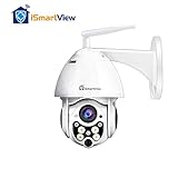 iSmartView IP WiFi Outdoor Camera, 1080P 2.0MP PTZ Weatherproof Security Camera, Clarity Colored Night Vision, Surveillance Wireless CCTV, Motion Alarm, 128G SD Card Loop Recording