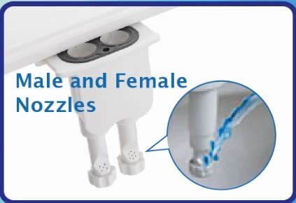 Easy Bidet - "Dual Nozzle" (Nozzle for Male and Female) with Nozzle Self Cleaning Function, Cold and Warm Flash Water, Temperature, Nozzle Select, and Water Pressure Control Knobs, Non Electric Toilet Seat Attachment