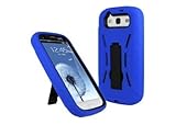 niceEshop Dark Blue/Black Armor Combo Silicone Hybrid Hard Case Cover with Kickstand for the New Samsung Galaxy S3 i9300