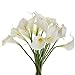 Leegoal European Style Calla Lily Bridal Wedding Bouquet Real Touch PU Flowers (White, Set of 10 Pcs)