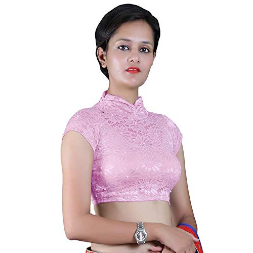 gebisha fashion women's lycra short sleeve collar neck stretchable blouse