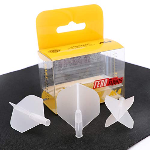 CUESOUL TERO AK4 Standard Dart Flights with 7 Colors,Set of 3 pcs (Black) (Clear)