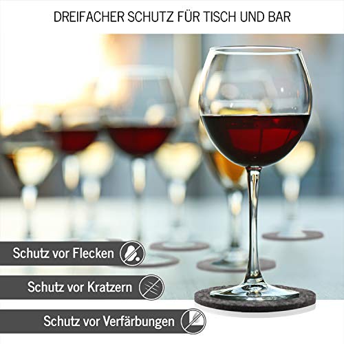 DINING concept® Filz Untersetzer Gläser Filz rund im 10er Set dunkelgrau mit Box & GRATIS Handy Filzuntersetzer I… – Bild 5