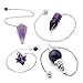 Top Plaza 4 Pcs Natural Amethyst Crystal Dowsing Point Pendants Divination Metaphysical Chakra Healing Balancing Pendulum