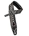 Walker & Williams C-35 Custom Black Premium Top Grain Leather Padded Guitar Strap with Metal Crosses For Acoustic, Electric, And Bass Guitars