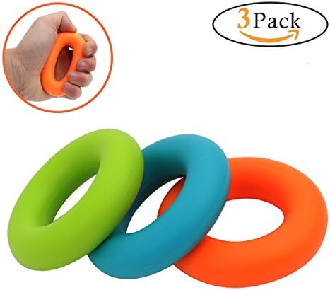 3 Grades 30-40-50 lbs Silicone Hand Grippers Strengthener Rings Finger Forearm Strength Building Exerciser Training and Stress Relief