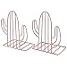 Nugorise Metal Bookends, Home Office Book Holder Stand, Decorative Art Book Ends for Shelves and Desktops, 1 Pair, Cute Cactus