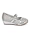 Little Angel DC35 Mix Media Glitter Flower Wedge Pump (Toddler/Little Girl/Big Girl) - Silver