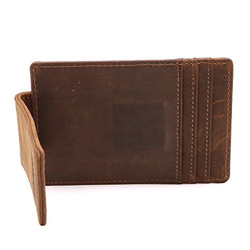 Money Clip, Front Pocket Wallet, Leather RFID Blocking Strong Magnet thin Wallet