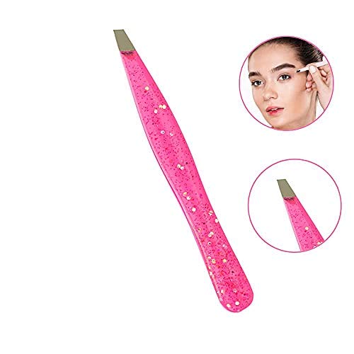HTTC-XPRO Stainless Steel Professional Tweezers for Eyebrows, Facial Hair & Ingrown Hair Removal, Eyelash Extensions (Pink-Glitter)