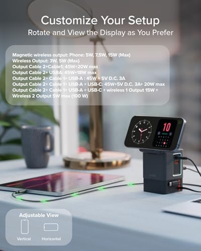 SBS Power Dock 6in1 100W USB-C, Wireless Charging 15W, Compatible with MagSafe, Power Delivery (PD 3.0 PPS), Charging Station with 2 Retractable Cables, Adapter for Laptop, iPhone, AirPods, Black | Power Delivery (PD 3.0 PPS) Charging Station with 2 Retractable Cables Adapter for Computer, iPhone, Black