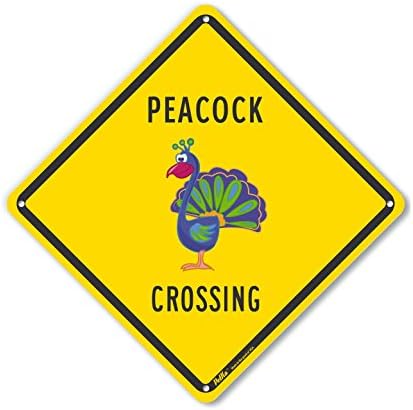 PetKa Signs and Graphics PKAC-0283-NA_10x10 "Peacock Crossing" 10" x 10" Aluminum Sign