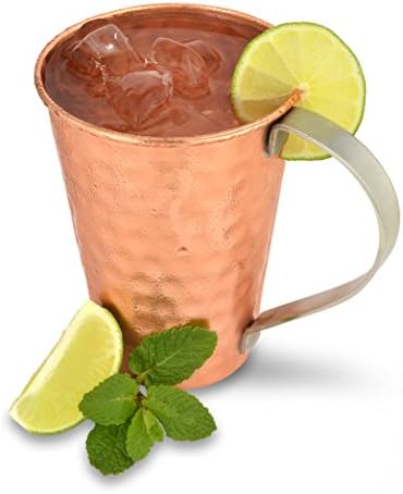 The Kicking Mule Authentic Handcrafted Moscow Mules Copper Mugs – 100% Pure Solid 18oz Hammered Cups – Best for Beer, Cocktails, Water and other Ice Cold Drinks