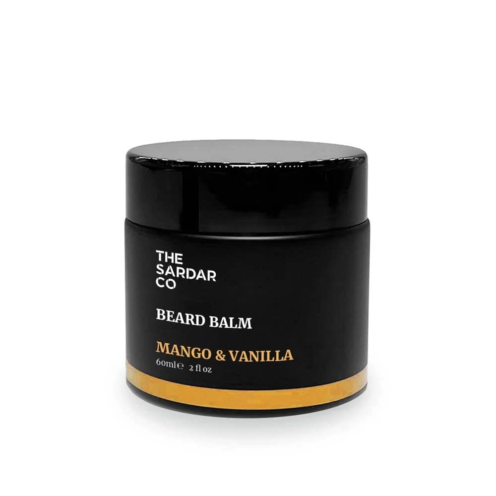 THE SARDAR CO Mango & Vanilla Beard Balm – Deep Conditioning & Hydration – Organic Mango Butter, Argan & Jojoba for Softness, Styling & Nourishment – Long-Lasting Scent – 60ml